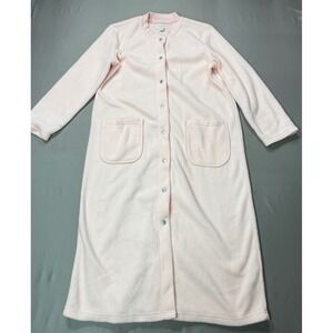 Appleseed's Petites Robe Plush‎ Lounge Long Snap Front Pink Medium Petite